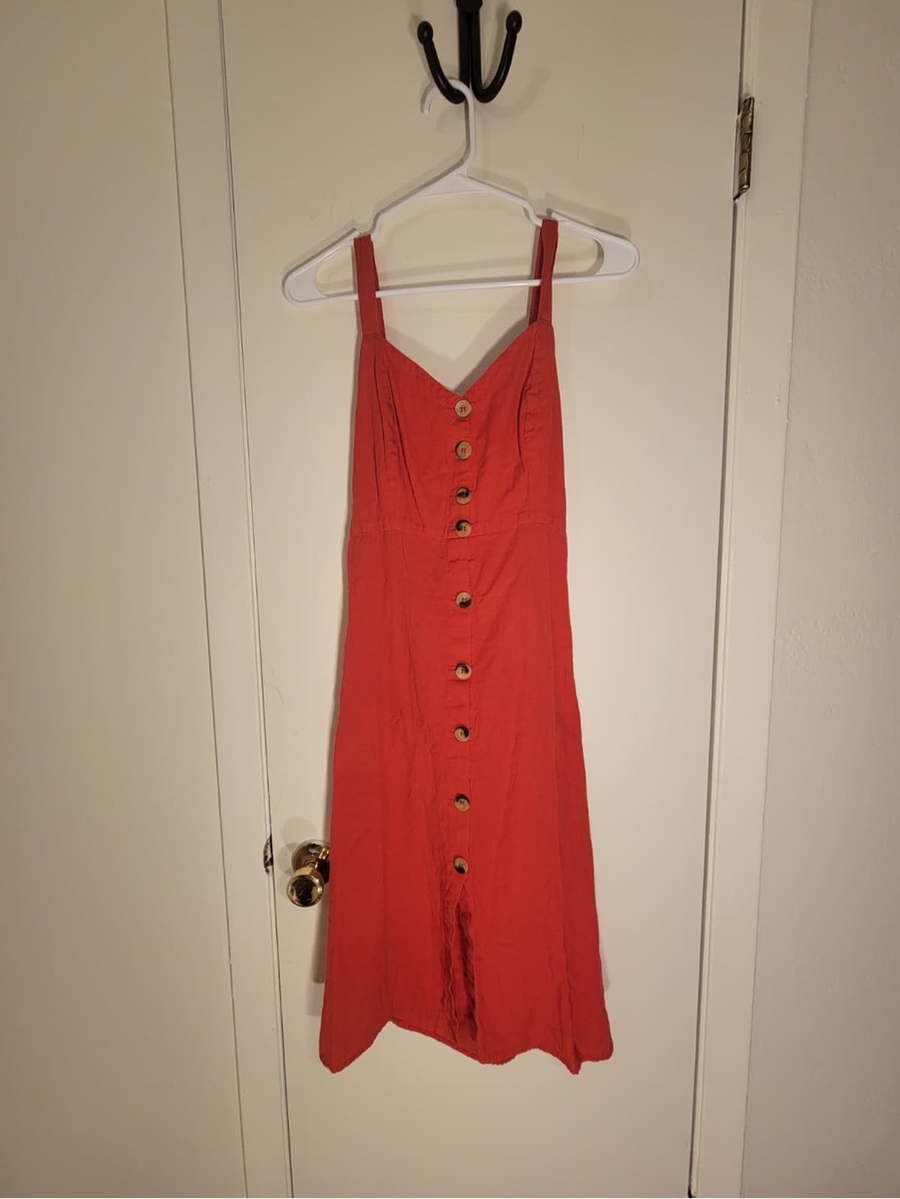Red Button-Front Sundress